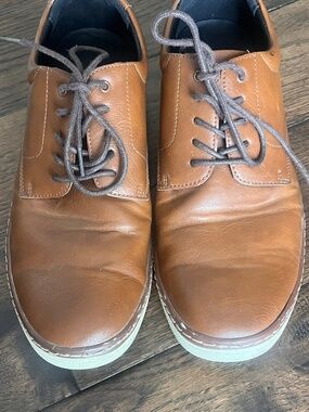 ALFANI Men's Billy Tan Brown Leather Dress shoes